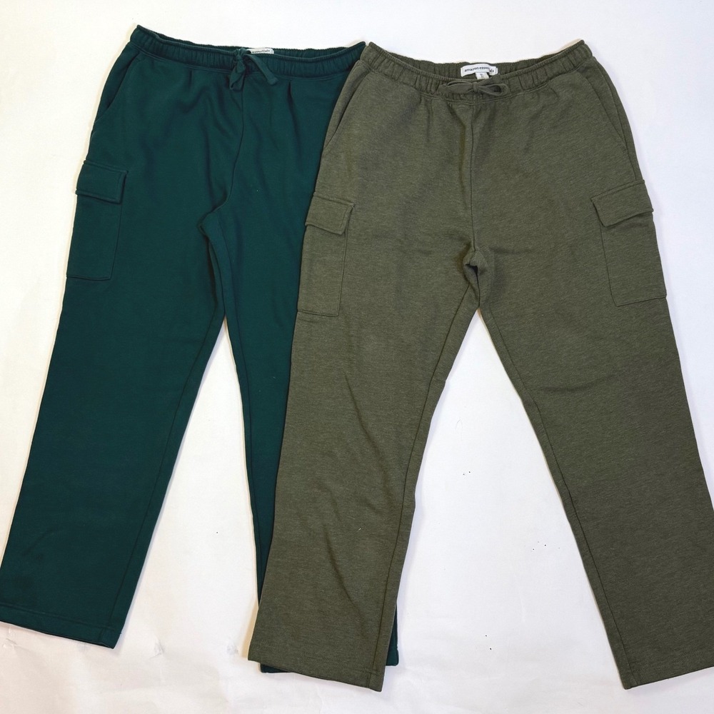 Amazon Essentials 2 Pack Mens Cargo Sweatpants  Green Fleece Lined Size - Large